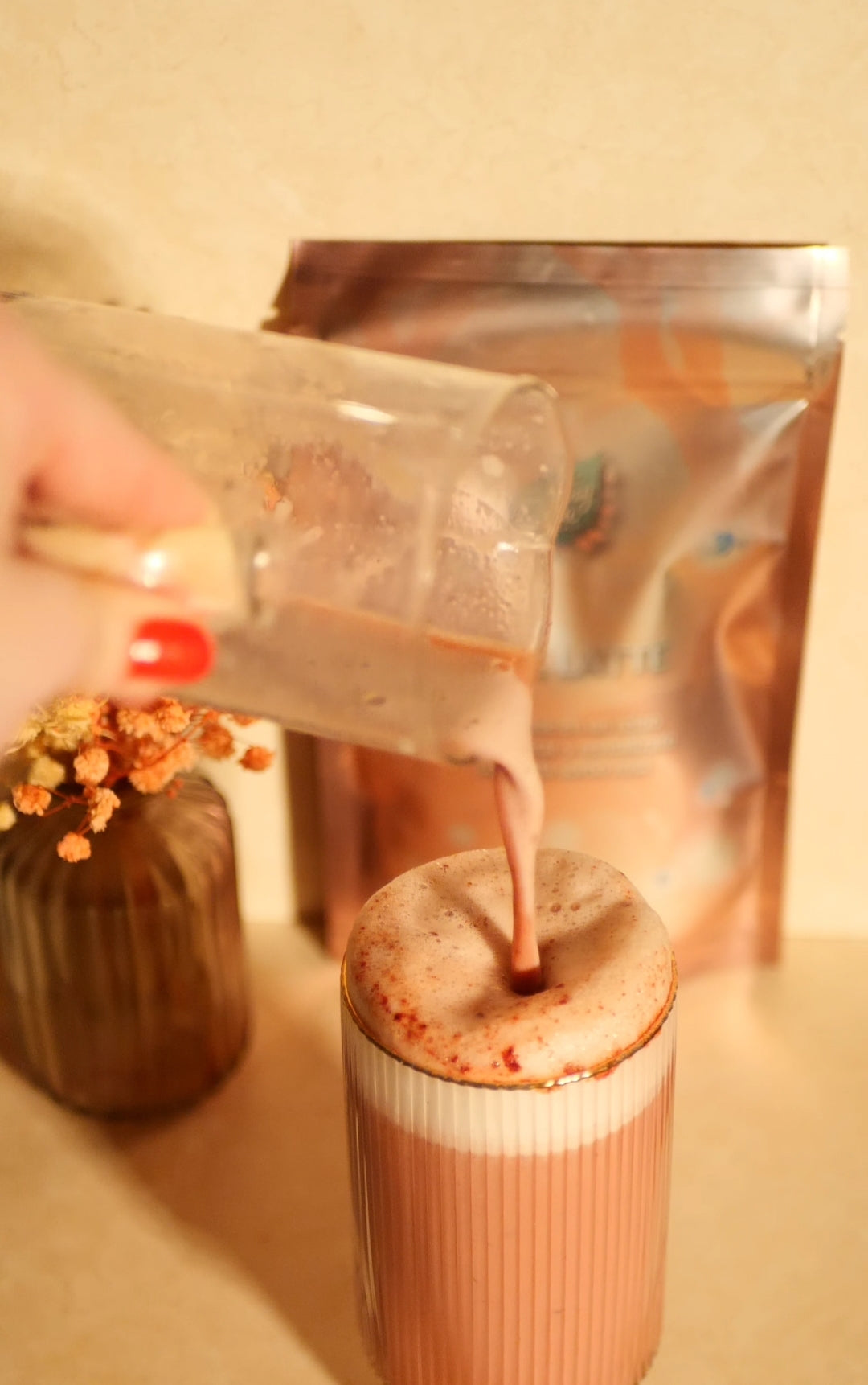 Pink Latte con Antioxidantes Naturales –Vitalidad,Cabello fuerte y Piel Radiante