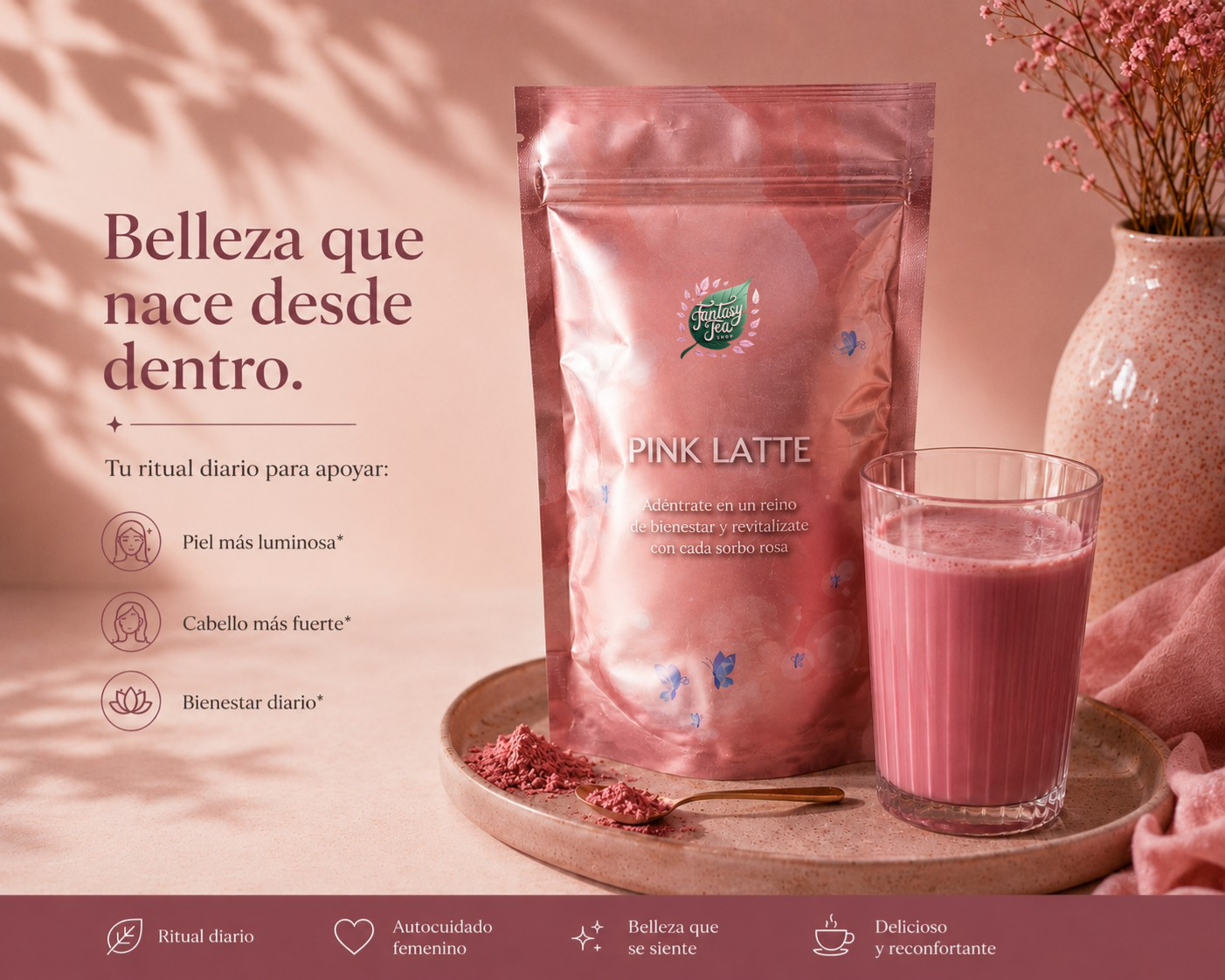 Pink Latte Ecológico -   Ritual diario para piel luminosa y cabello bonito