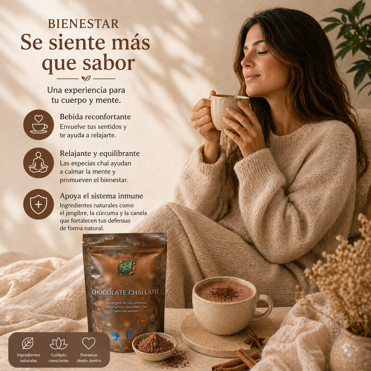 Chocolate Chai Latte Ecológico – Ritual relajante con especias