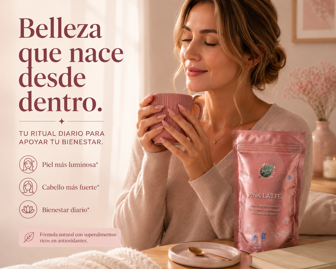 Pink Latte Ecológico -   Ritual diario para piel luminosa y cabello bonito